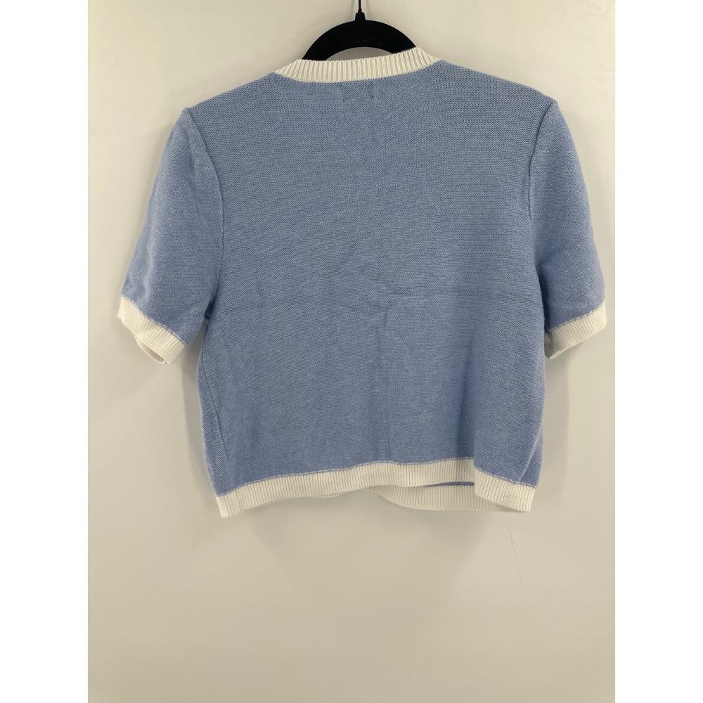 J. Crew Short Sleeve Knit Cardigan Sweater Blue Medium - Picture 5 of 6